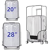 FABULWAY 2PCS Clear PVC Suitcase Covers Protectors Transparent Luggage Cover Waterproof Wheeled Suitcase Dust Cover Dustproof Travel Luggage Sleeve Protector (20"+28")