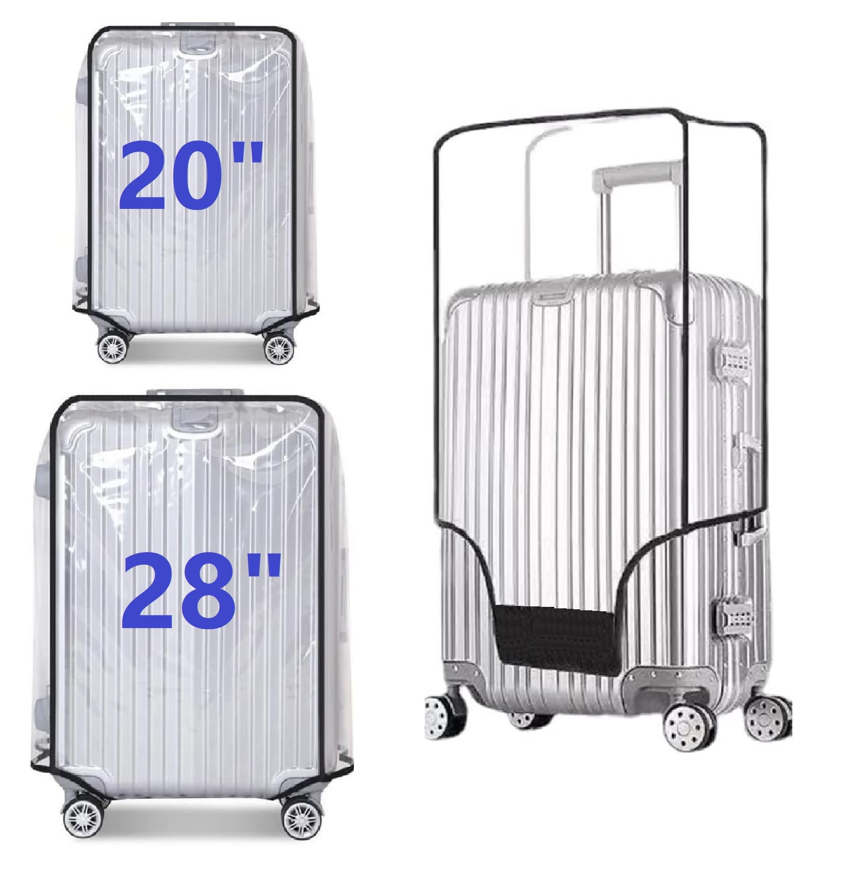Photo 1 of FABULWAY 2PCS Clear PVC Suitcase Covers Protectors Transparent Luggage Cover Waterproof Wheeled Suitcase Dust Cover Dustproof Travel Luggage Sleeve Protector (20"+28")
