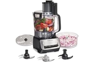 Hamilton Beach Stack & Snap Food Processor and Vegetable Chopper, BPA Free, Stainless Steel Blades, 14 Cup + 4-Cup Mini Bowls