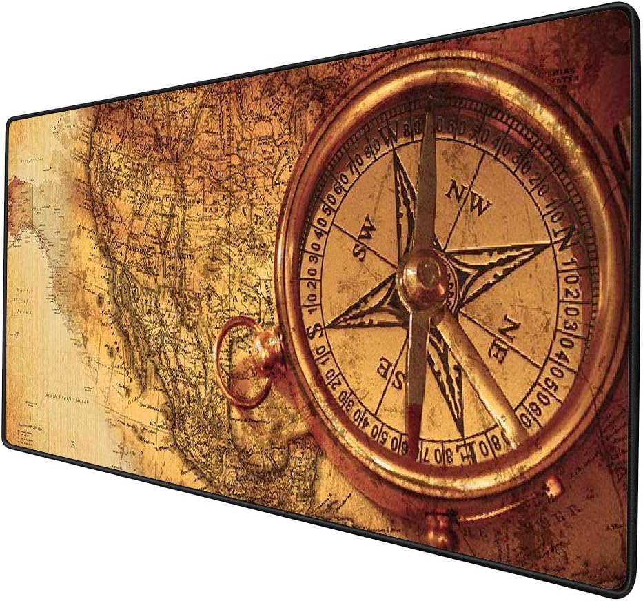YEBMoo Gaming Mouse Pad XXL Extended Desk Pad & Thick Large (900x400x2 mm) Computer Keyboard Mousepad Mouse Mat (90x40 Compass008)