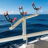 3 Head Fishing Rod Holder, 360&deg; Adjustable Fishing Rod Holder Aluminum PVC Coated Boat Fishing Holder,Pontoon Boat
