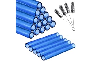 Lainballow 20pcs 4 Inch Blue Borosilicate Glass Blowing Tubes, 12mm OD, 8mm ID, 2mm Thick Wall, with 4 Cleaning Brushes