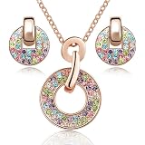 Parure De Bijoux De Mariage GULICX - Collier, Boucles D'oreilles Et Bracelet Goutte D'eau Cristal Autrichien (saphir, Rubis, Améthyste, émeraude)