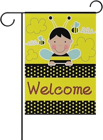 Amazon Com Alaza Cute Bee Baby Welcome House Flag Garden Banner