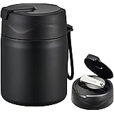 17oz Soup Thermo for Hot Food Kids,Insulated Food Jar with Spoon,Thermo Hot Food Lunch Container,Wide Mouth Leakproof Stainless Steel Lunch Box for School-Black