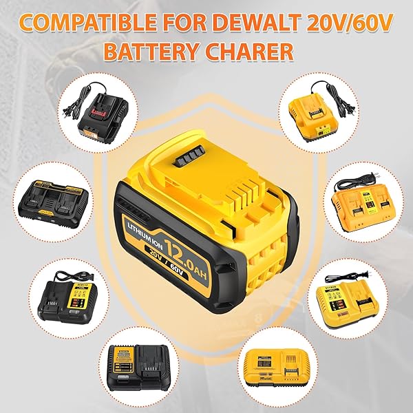 2-PACK 12000MAH REPLACE BATTERY FOR DEWALT 20V/60V MAX BATTERIES COMPATIBLE WITH DEWALT 20V/60V CORDLESS POWER TOOLS DCB606 DCB609 DCB612 DCB200 DCB206 DCB207