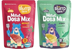 Slurrp Farm Millet Dosa Mix – Beetroot & Spinach | Wholesome Breakfast for Kids & Adults | Zero Maida, No Artificial Colors | Ready to Cook | Clean & Nutritious | 5.29 Oz (Pack of 2)