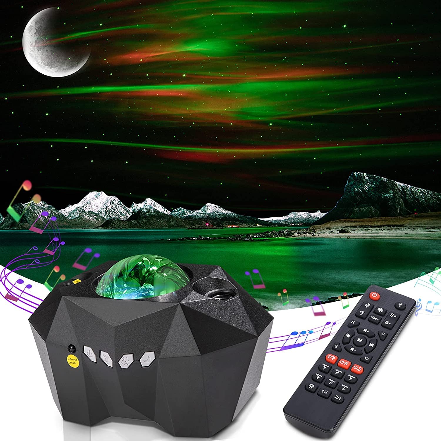 Bawoo Starry Light Projector, Upgraded LED Star Light 360° Rotation Sky Galaxy Night Projector Light with Remote Control for Kids Adults Bedroom Party (Black)