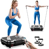Vibration Plate Exercise Machine, Curved Vibration Plate for Lymphatic Drainage Weight Loss, 400 Lbs Capacity Shake Platform with 250 speeds Full Body Workout Equipment for Home Women Men
