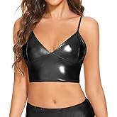 Vinaderhom Women's Metallic Crop Top Shiny Rave Bra for Dance Festivals Costumes