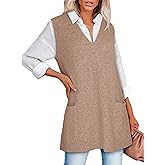 COCCKO Sweater Vest Women Sleeveless V Neck Oversized Knit Tops Tunic Dress with Pockets Fashion 2026 Spring Clothes