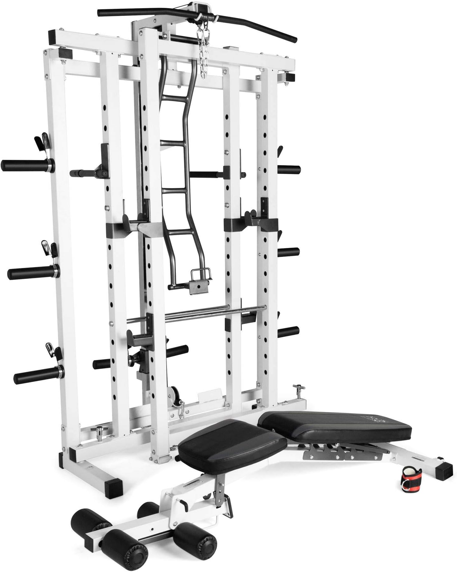 Marcy Pro Deluxe Folding Total Body Home Gym Cage Power Rack System with Bench