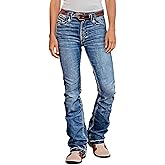 Flamingals Mid Waist Bootcut Jeans for Women Washed Casual Stretchy Denim Jeans Without Belt