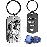BEXOA Custom Keychain with Picture - Personalized Gifts Customized Key Chain with Photo Logo Text for Boyfriend