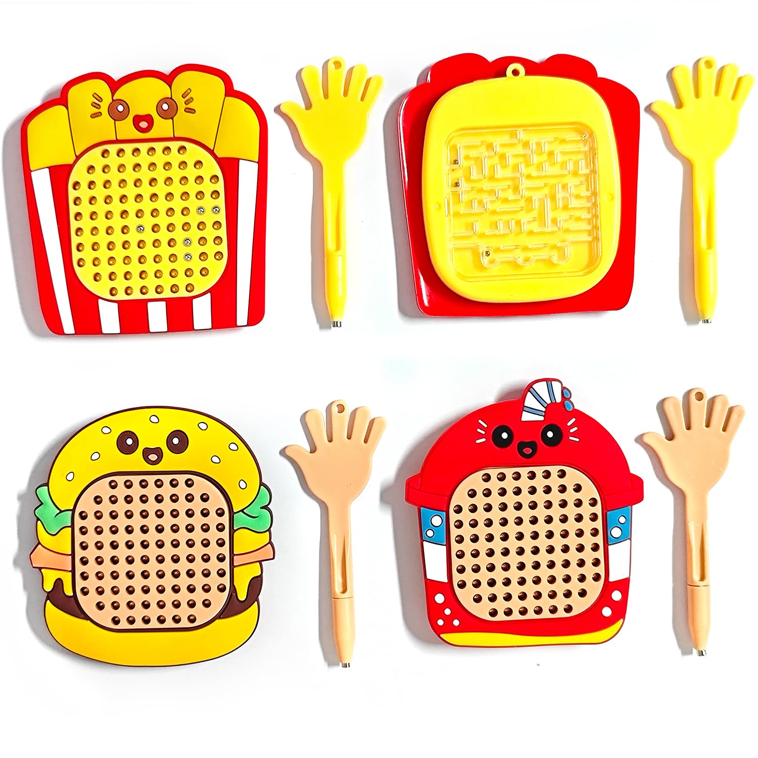 LUSTERMOON 3 Pack Mini Magnetic Drawing Board & Maze Board, 2-in-1 Stress Relief Fidget Toy, Small Hanging Kids/Adults Anxiety Relief Gadget (Yellow)