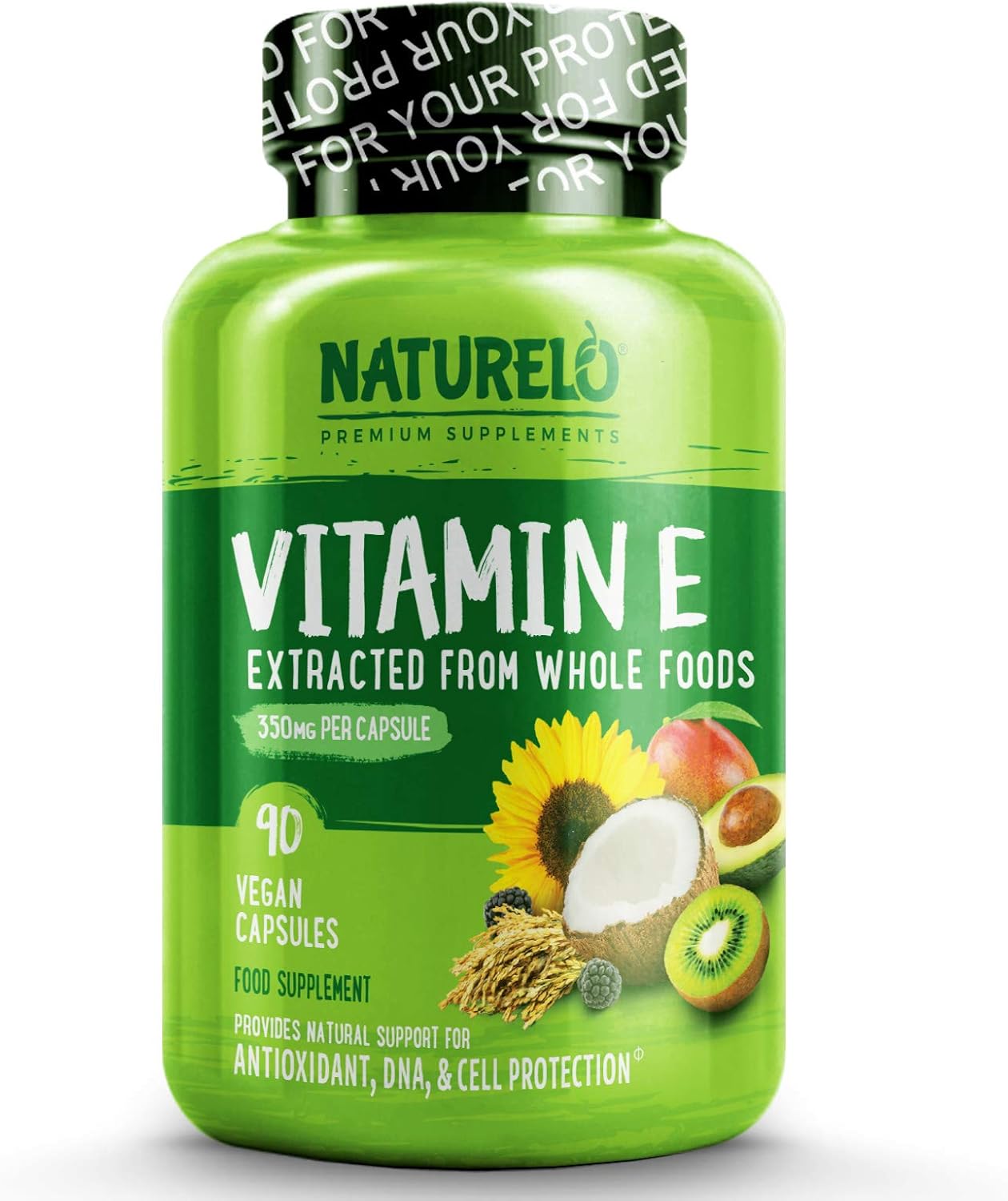 NATURELO Vitamin E 180 mg (300 IU) of Natural Mixed Tocopherols from Organic Whole Foods
