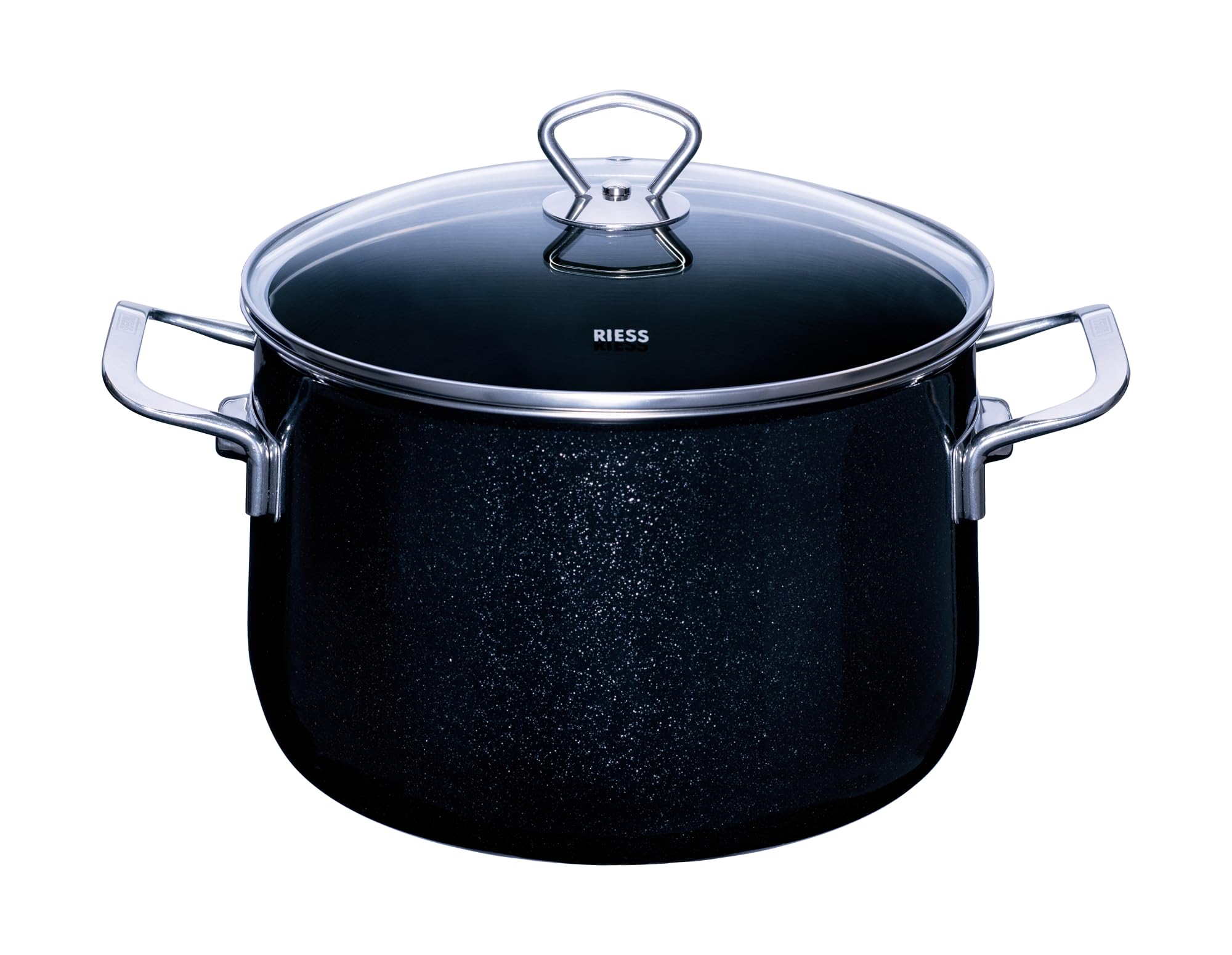 RIESS 0705-009 Meat Pot with Glass lid, Diameter 24 cm, Height 23.5 cm, Capacity 6.5 litres, Nouvelle-Black Magic Extra Strong, Black, Induction