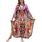 NFVNKJ Kaftan Dresses for Women Plus Size Caftan Swimsuit Cover Up, Boho Beach Dress with Batwing Sleeves