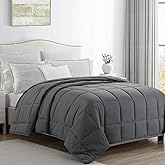 HOMBYS Oversized King Comforter 120x120, Lightweight Quilted Down Alternative Duvet Insert for All Season,Grey,8 Corner Tabs