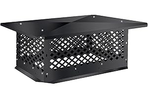 BUYYAH Chimney Cap 14" x 21", Chimney Cover, Bottom Installation Method Adjustable to Fit Outside Existing Clay Flue Tile Dimensions, Black