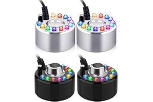 Yaomiao 4 Piece Halloween Mist Maker Fogger Small Ultrasonic Fog Machine Fountain Mister Fogger Water Garden Pond Foggers Air Humidifier with 12 LED Light Flashes for Halloween (Black and Silver)