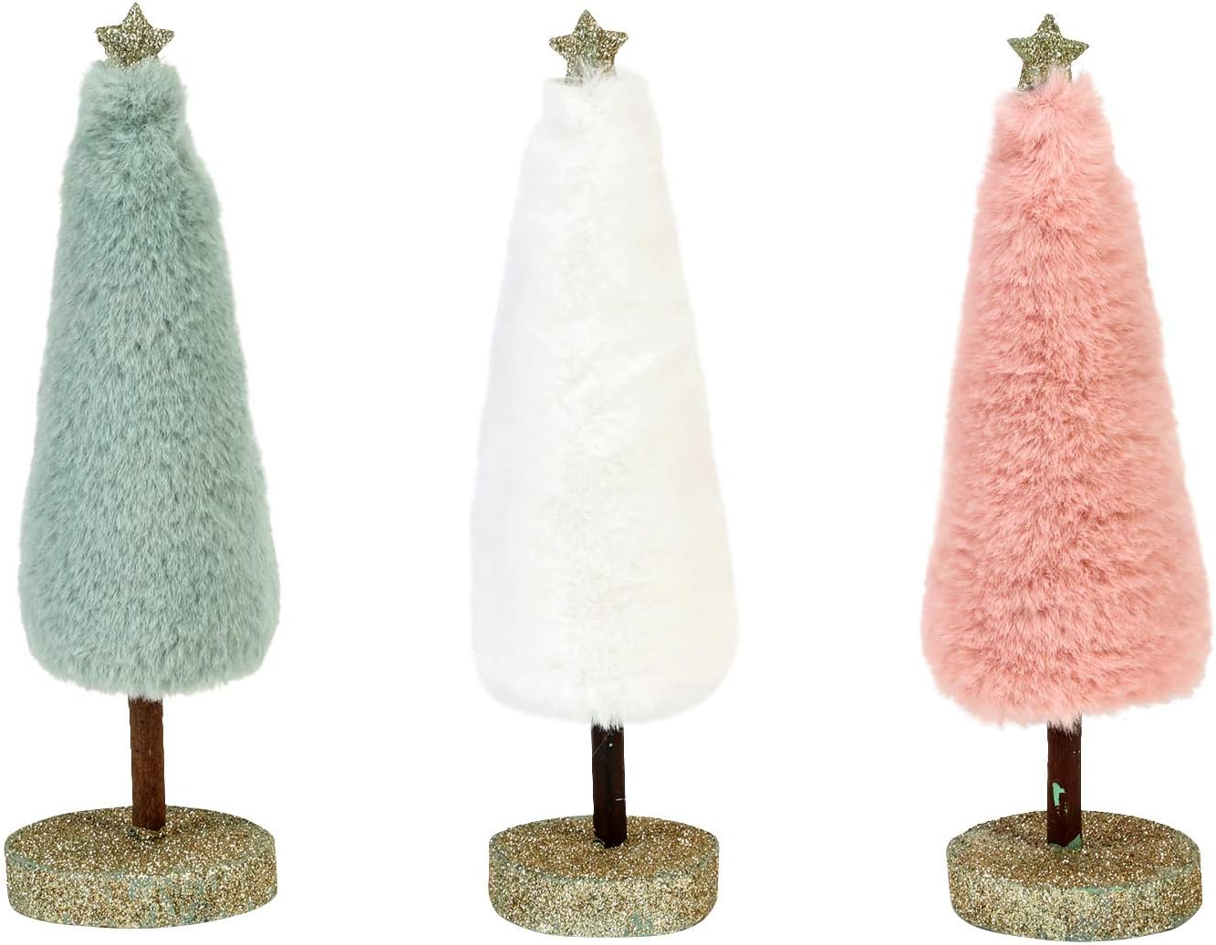 One Hundred 80 Degrees Pastel Faux Fur Mini Christmas Trees Set of 3 Modern
