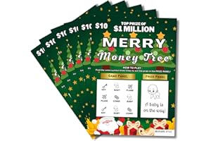 Zoschie 6 Pack Christmas Pregnancy Announcement Scratch Off Lottery Tickets – Holiday Scratch-Off Baby Reveal Cards, Fun Pregnancy Reveal for Family, Parents, Grandparents – Baby on the Way Gift