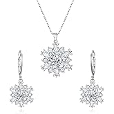 FANZE Fashion Cubic Zircon Snoweflake Jewelry Set for Women Snow Dangle Earring Hypoalllergenic Trendy Gift for New Years Chrismas Thanksgiving