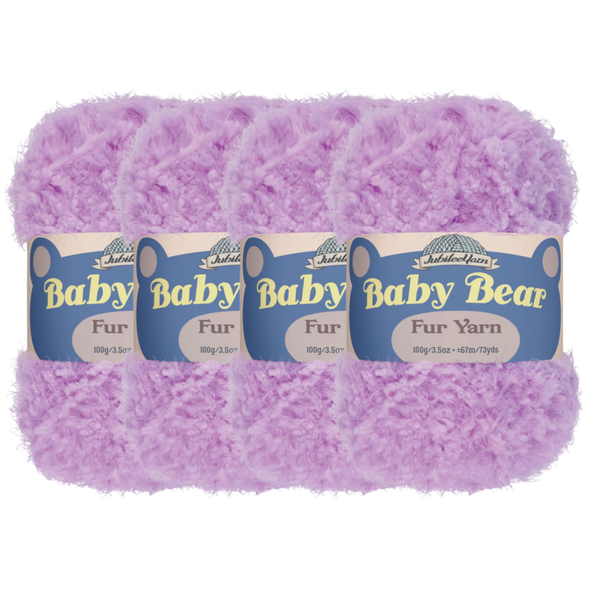 JubileeYarn Baby Bear Yarn - Chunky Weight Polyester Fur - 100g/Skein - Lavender - 4 Skeins