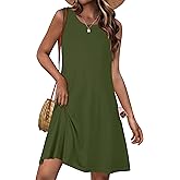 JOLIGAL Womens Summer Dresses Casual Sleeveless Tshirt Sundress Beach Cover Up with Pockets Loose Tank Dress