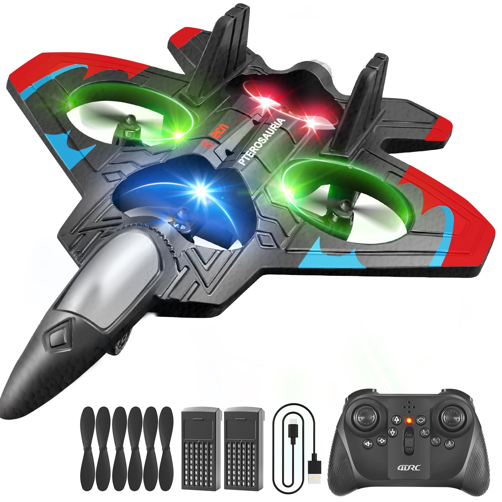 Photo 1 of 4DRC RC Planes Remote Control Airplanes with 2 Batteries, Foam RC Planes for Kids Adults Beginners 4-7 8-12 12-16, Remote Control Helicopter Fighter Jet Drones for Kids Adults, 360° Flip