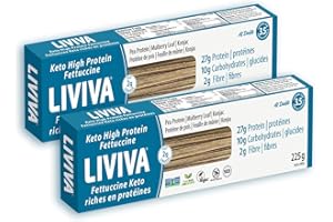 LIVIVA Low Carb High Protein KETO Pasta – 135 g Protein per Box with Pea Protein & Konjac Flour - 8g Net Carbs, Diabetic-Frie