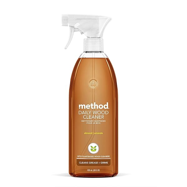 METHOD DAILY WOOD CLEANER, ALMOND, PLANT-BASED FORMULA THAT CLEANS SHELVES, TABLES AND OTHER WOODEN SURFACES WHILE REMOVING DUST & GRIME, 28 OZ SPRAY BOTTLES, (PACK OF 1)