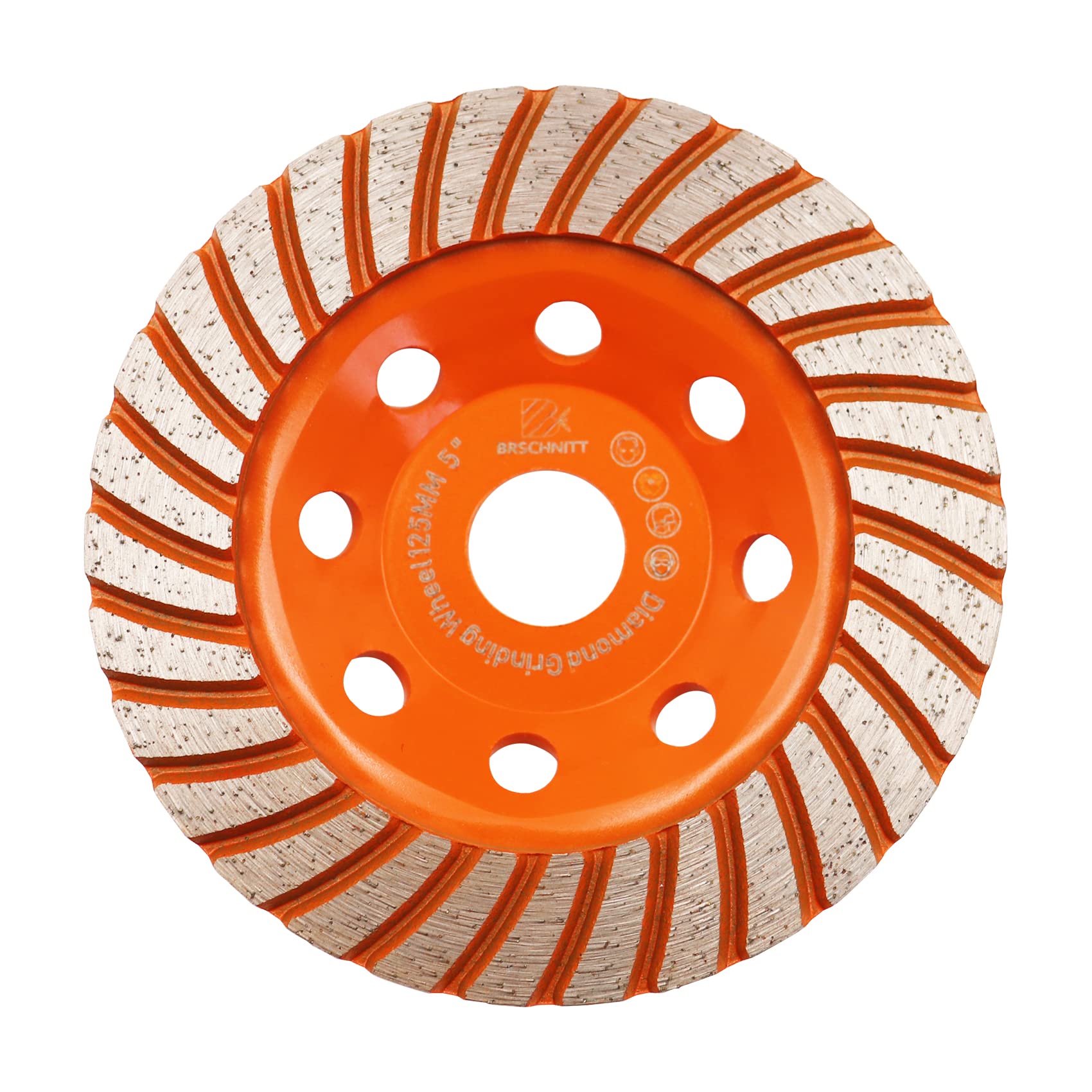 Concrete Diamond Turbo Grinding Cup Wheel,BRSCHNITT 125mm Angle Grinder Diamond Turbo Row Cutting Wheel for Grinding/Polishing/Cleaning Surface Grinding Granite,Concrete,Stone,Cement,Marble,Rock