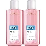 L'Oreal Paris Skincare HydraFresh Toner Face Toner, Alcohol Free Toner with Pro-Vitamin B5 for a Smoother, Brighter Complexio