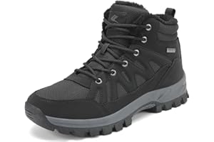 FLARUT Mens Snow Boots Insulated Fur Liner Winter Warm Hiking Shoes Walking Sneaker