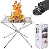 22&Prime;Portable Fire Pit,Foldable Stainless Steel Mesh Fireplace | Large Wood Burning Mesh with Carrying Bag Outdoor Fire Pits for Bonfire,Barbecue,Patio,Backyard,Garden