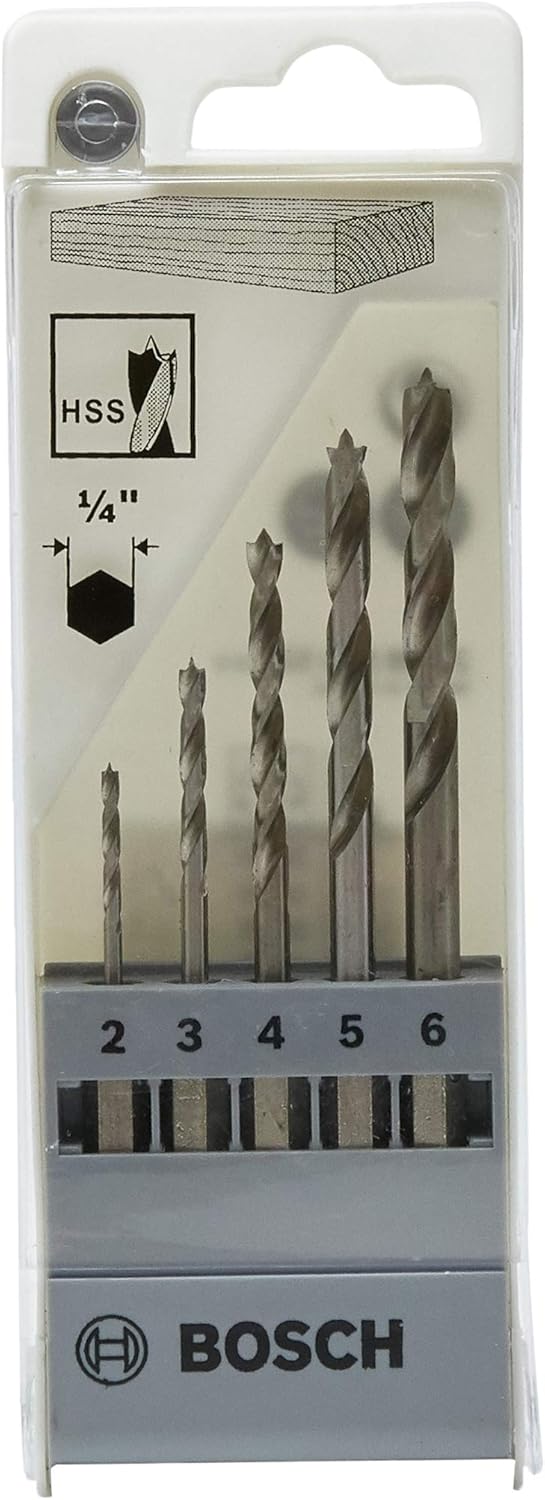 Bosch 5x PRO Wood HSS Hex Brad Point Drill Bit Set (for Softwood Hardwood, diameter 2,0, 3,0, 4,0, 5,0, 6,0 mm - Image 3