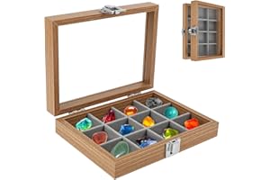 Wooden Rock Display Case, Rock Collection Display Case for Gem Stones, Rocks and Mineral(Light Color)