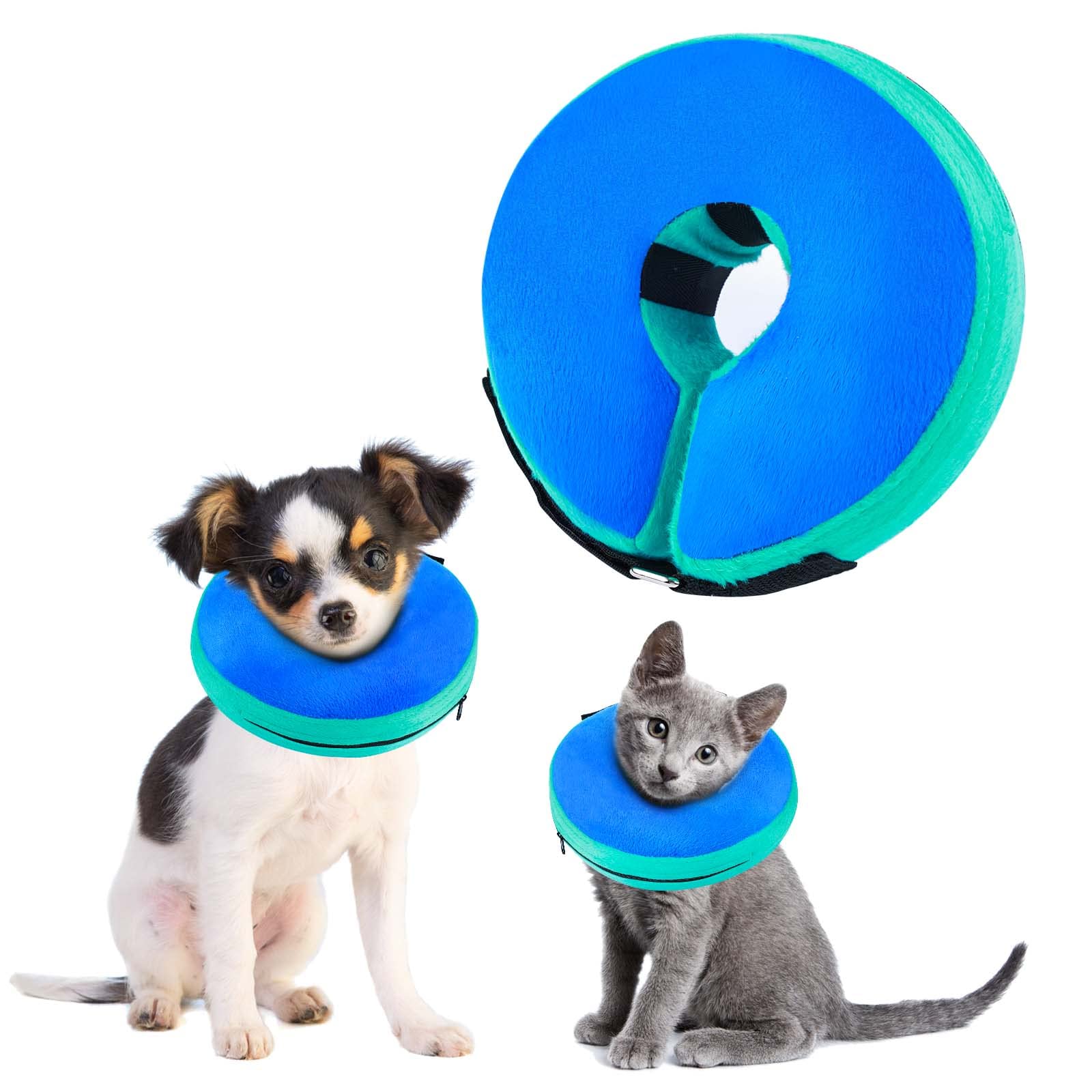 FWLWTWSS Inflatable Dog Cone for After Surgery, Soft Comfy Protective Donut Collar, Adjustable, Does not Block Vision, Buster Collar for Dogs and Cats