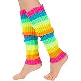 XLIUAX 80s Leg Warmers for Women, Neon Colors Winter Long Leg Warmers Ribbed Knit Leg Warmer for 90s Dance Party Yoga Sports
