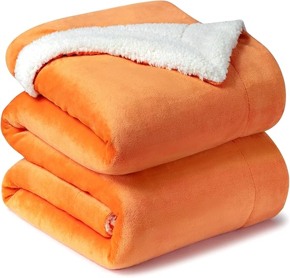 Bedsure Sherpa Decke Orange zweiseitige Kuscheldecken, extra Dicke warm
