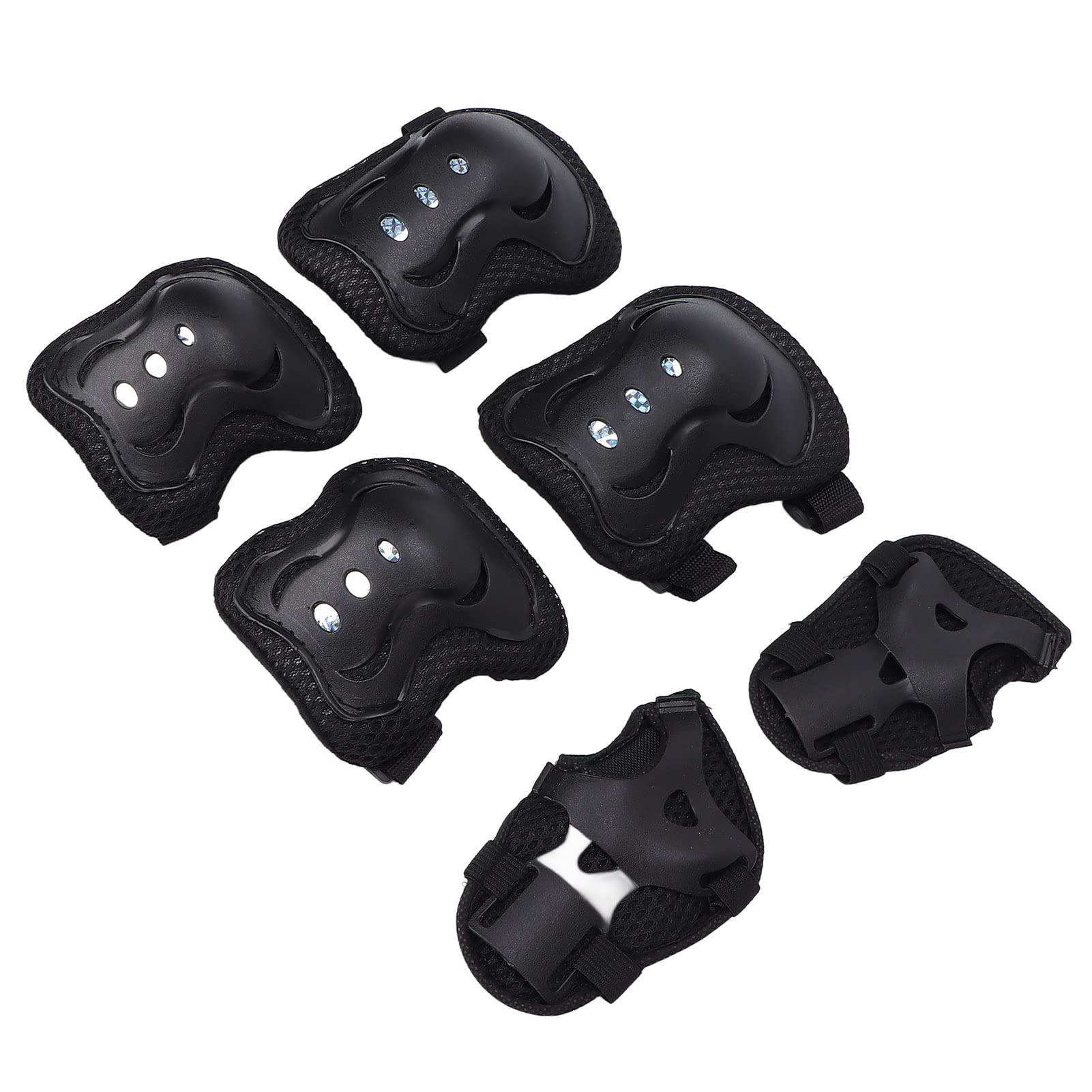 Kid Protective Gear Set, Breathable Hand Guard Shock Absorption Knee Pad Elbow Pad Stylish Elegant for Cycling for Roller Skating(black)