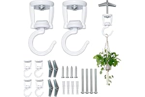 ONIKK Ceiling Hooks for Hanging Plants (4 PCS White),Heavy Duty Metal Plant Hooks, Screw in Hooks for Hanging Birdfeeders, Lamps, Planters, Outdoor Decorative Hooks up to 33 lbs