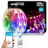 DAYBETTER RGB Led Light Strips Kit Compatible with Alexa and Google Assistant, Smart WiFi Led Strip Lights for Bedroom, Room, Decor, Kitchen, Home Party Decoration (100FT)