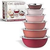 COOK WITH COLOR Stainless Steel Mixing Bowls Set - Nesting Bowls, 6 Pieces, Rose