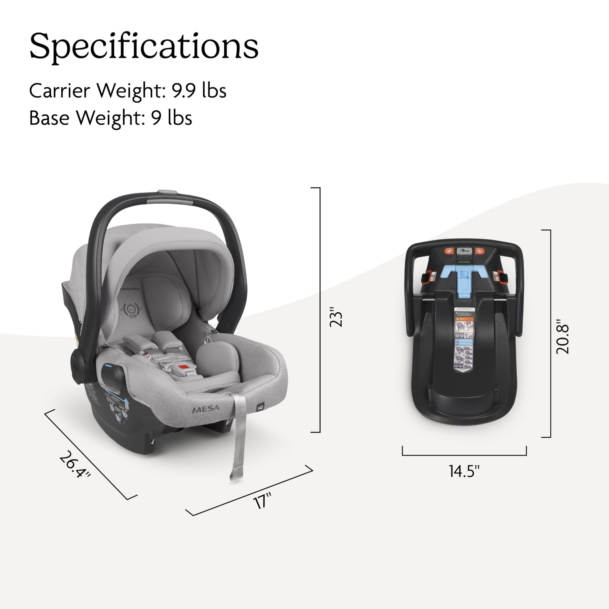 UPPAbaby Mesa V2 Infant Car Seat/Easy Installation/Innovative SmartSecure Technology/Base + Robust Infant Insert Included/Direct Stroller Attachment/Stella (Grey Mélange)