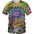 Hisayhe Mens 3D Novelty Graphic Trippy T-Shirt Psychedelic Cat Funny Tees