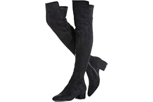 Mtzyoa Women Over The Knee Boots Suede Thigh High Low Block Heel Stretch OTK Walking Comfort
