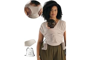 Konny Baby Carrier Flex SoftBreeze with Head Support - Adjustable, Easy to Wear, Hands-Free Breathable Baby Wrap Sling, Perfect for Newborn Babies Essentials up to 44 lbs (XS-XL) - Beige